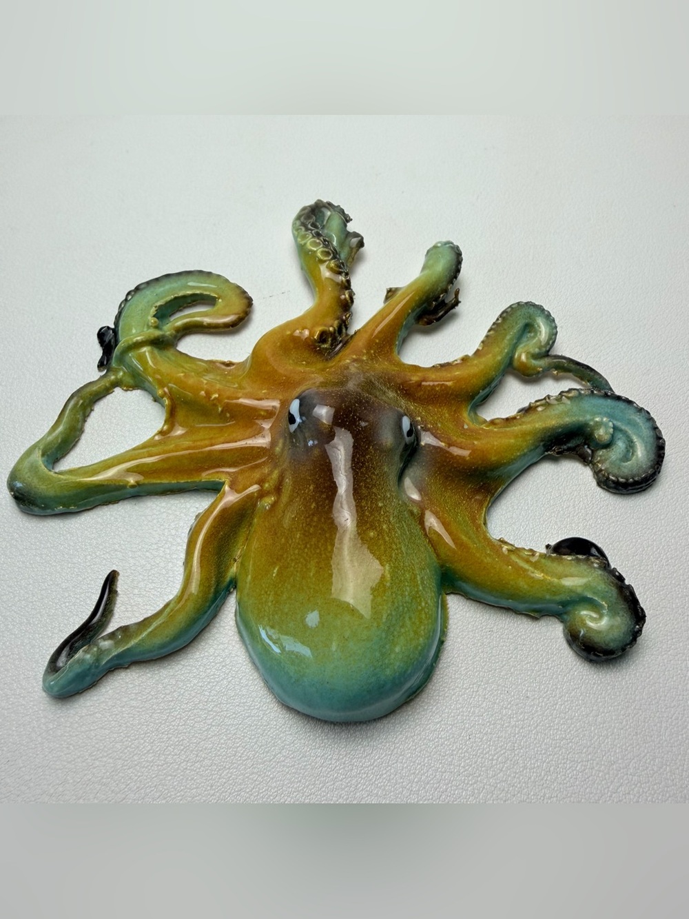 Le Ceramiche Handmade in Italy Glossy Ceramic Octopus Wall Plaque Figurine